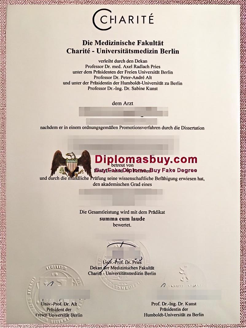 Charité – Universitätsmedizin Berlin Urkunde, Charité – Universitätsmedizin Berlin Degree Charité – Universitätsmedizin Berlin Urkunde