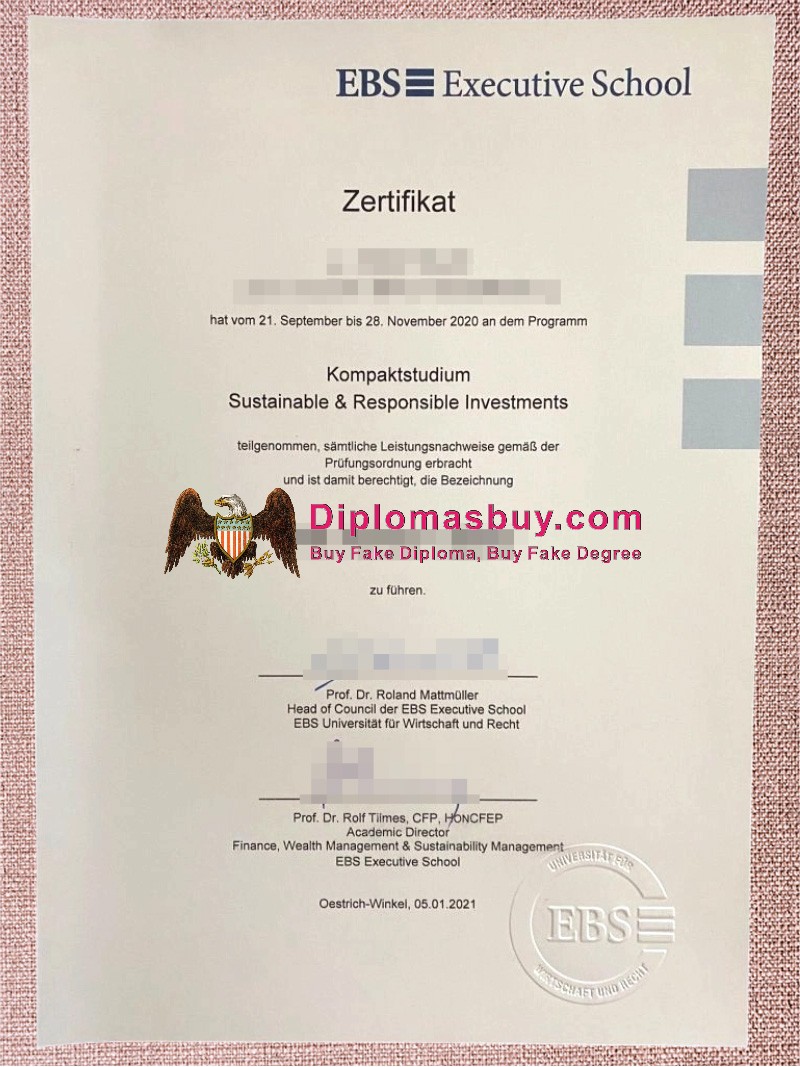 EBS Executive School Zertifikat, EBS Executive School Degree EBS Executive School Zertifikat, EBS Executive School Degree