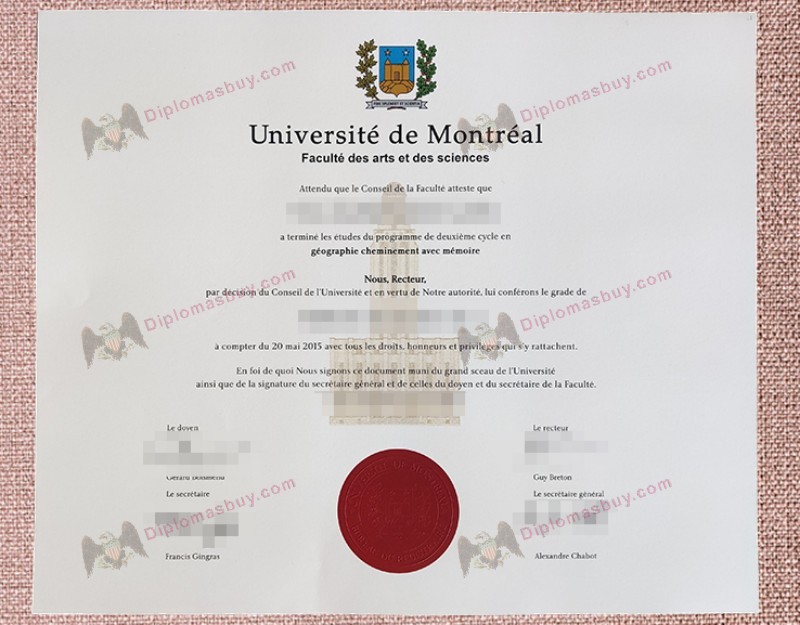 Université de Montréal Degree, Université de Montréal Diploma Université de Montréal Degree, Université de Montréal Diploma
