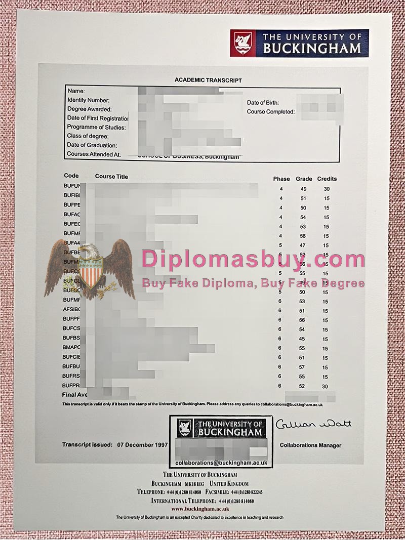 University of Buckingham Transcript University of Buckingham Transcript