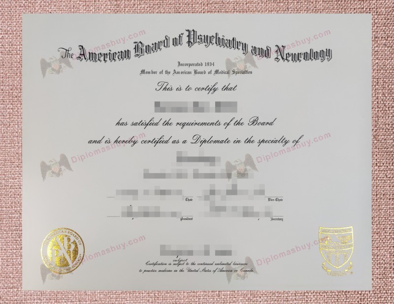 ABPN Certificate, American Board of Psychiatry and Neurology Degree