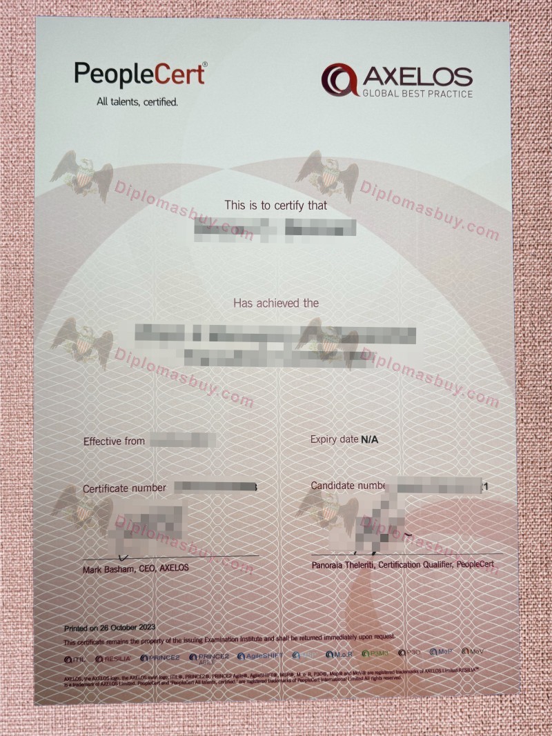 AXELOS Certificate, ITIL Foundation Certificate AXELOS Certificate, ITIL Foundation Certificate
