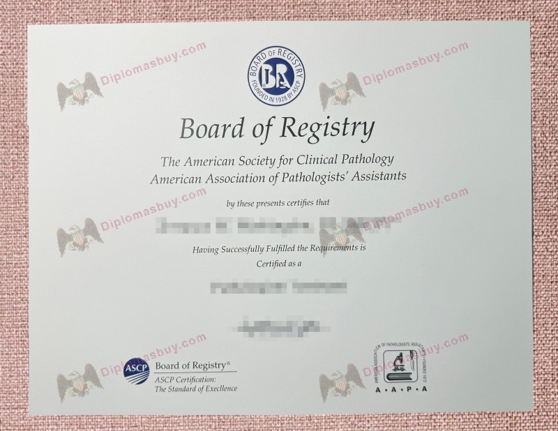 Board of Registry ASCP Certificate