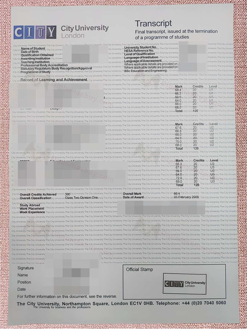 City University London Transcript, City University London Degree City University London Transcript, City University London Degree