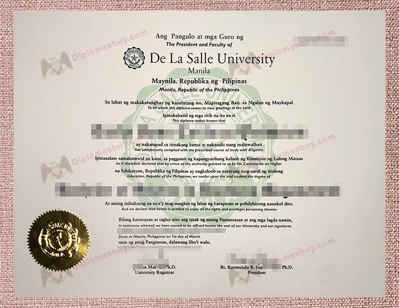 De La Salle University Diploma, Pamantasang De La Salle Degree
