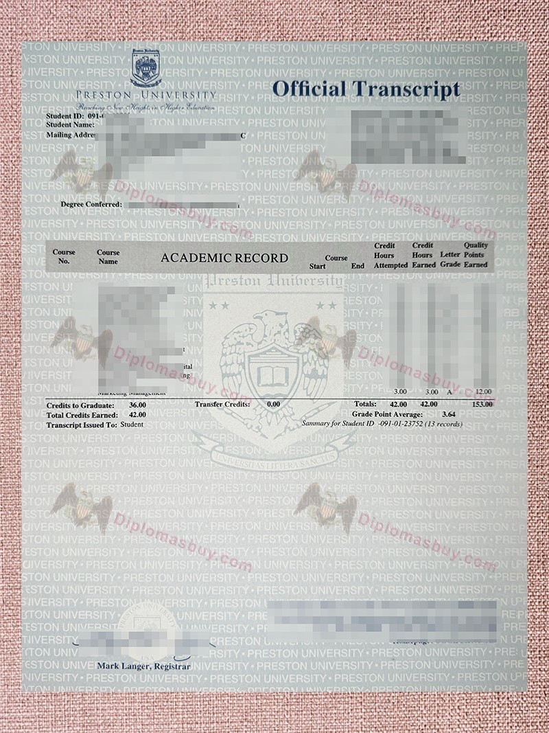 Preston University Transcript, Preston University Degree Preston University Transcript, Preston University Degree