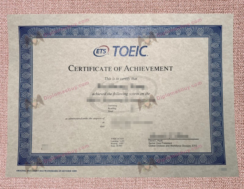 TOEIC Certificate, TOEIC Diploma TOEIC Certificate, TOEIC Diploma