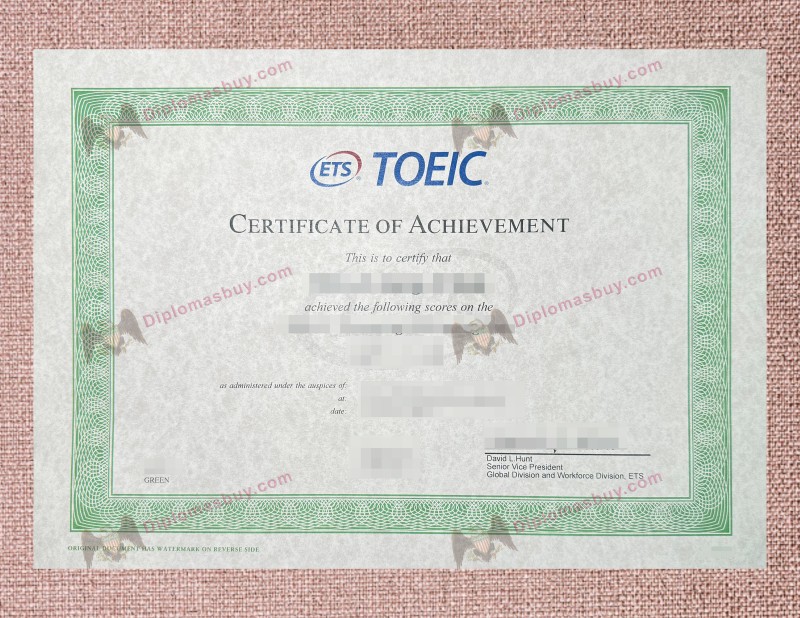 TOEIC Certificate, TOEIC Certificate of Achievement TOEIC Certificate, TOEIC Certificate of Achievement