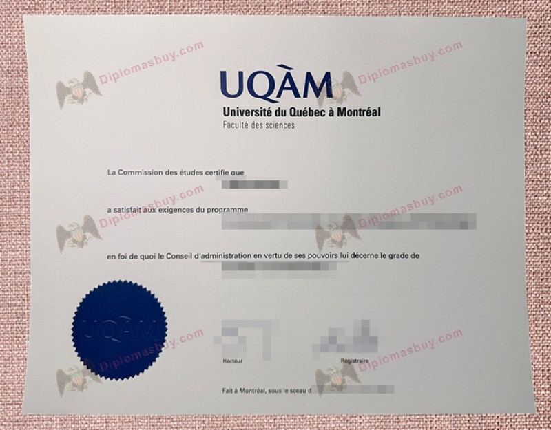 UQAM Diploma, Université du Québec à Montréal Degree UQAM Diploma, Université du Québec à Montréal Degree