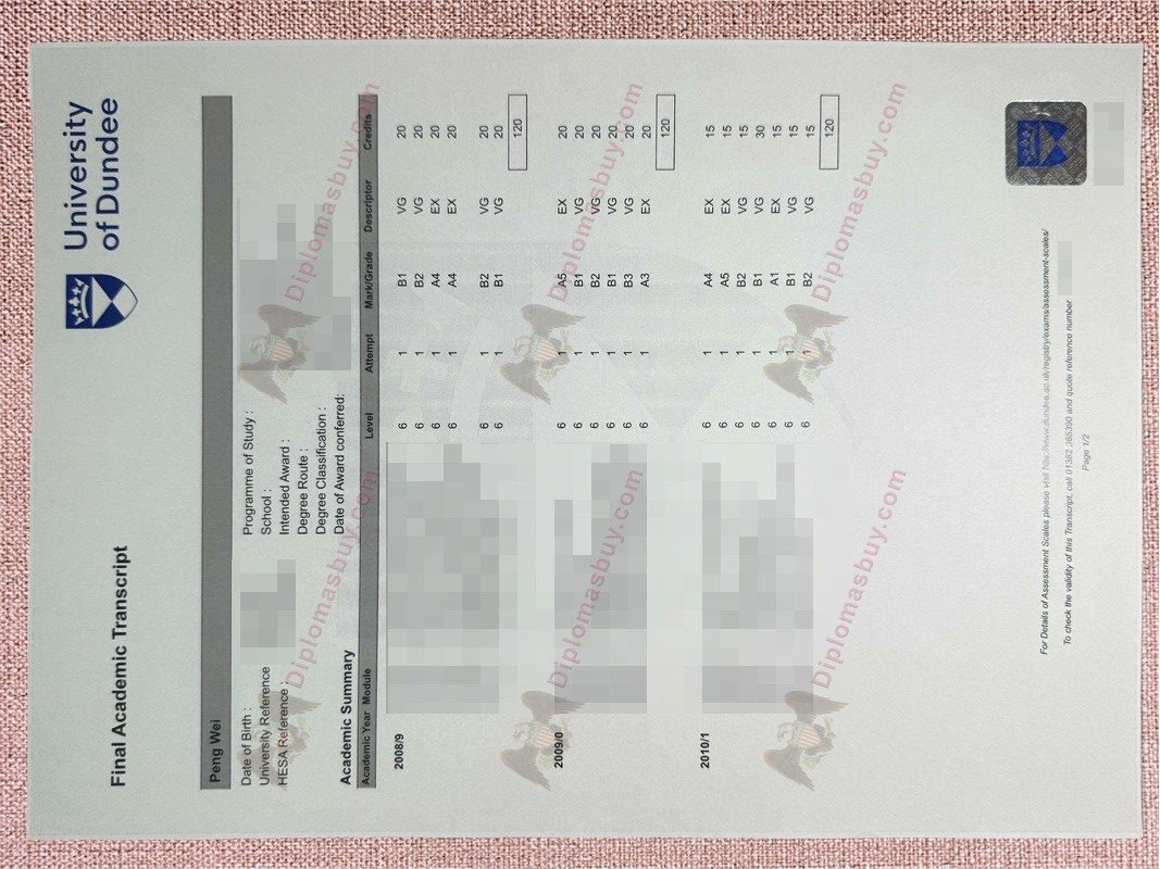 University of Dandy Transcript, University of Dandy Degree