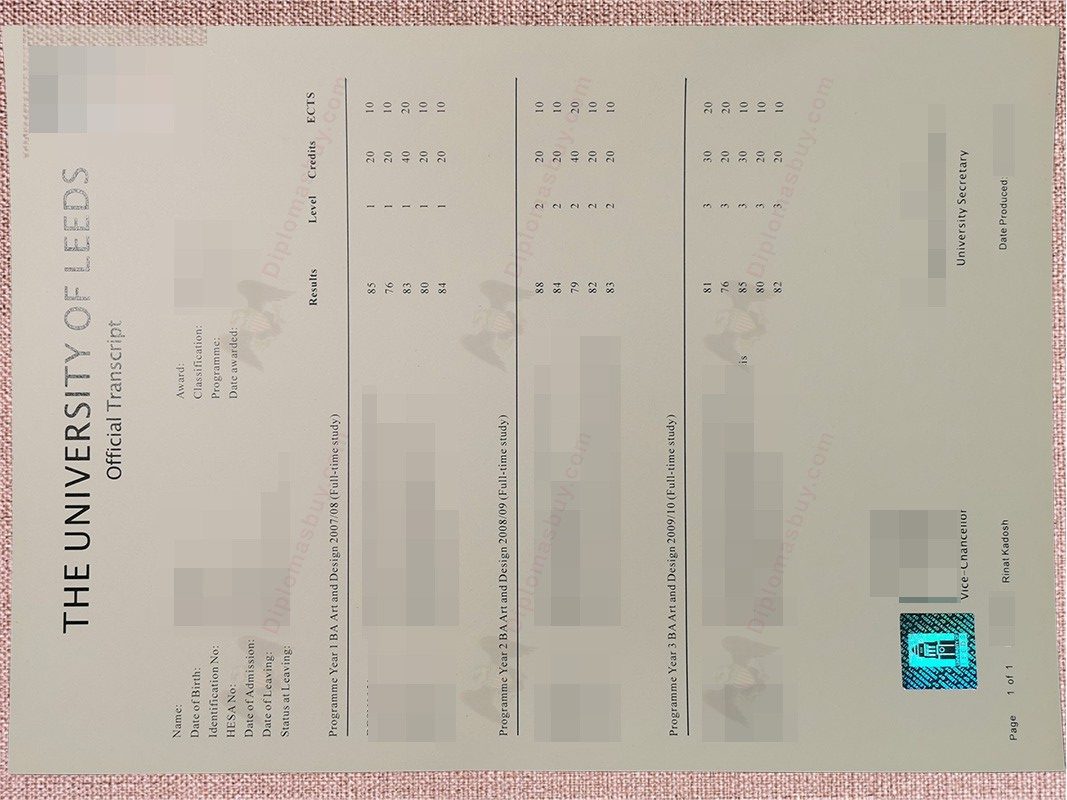 University of Leeds Transcript, University of Leeds Degree
