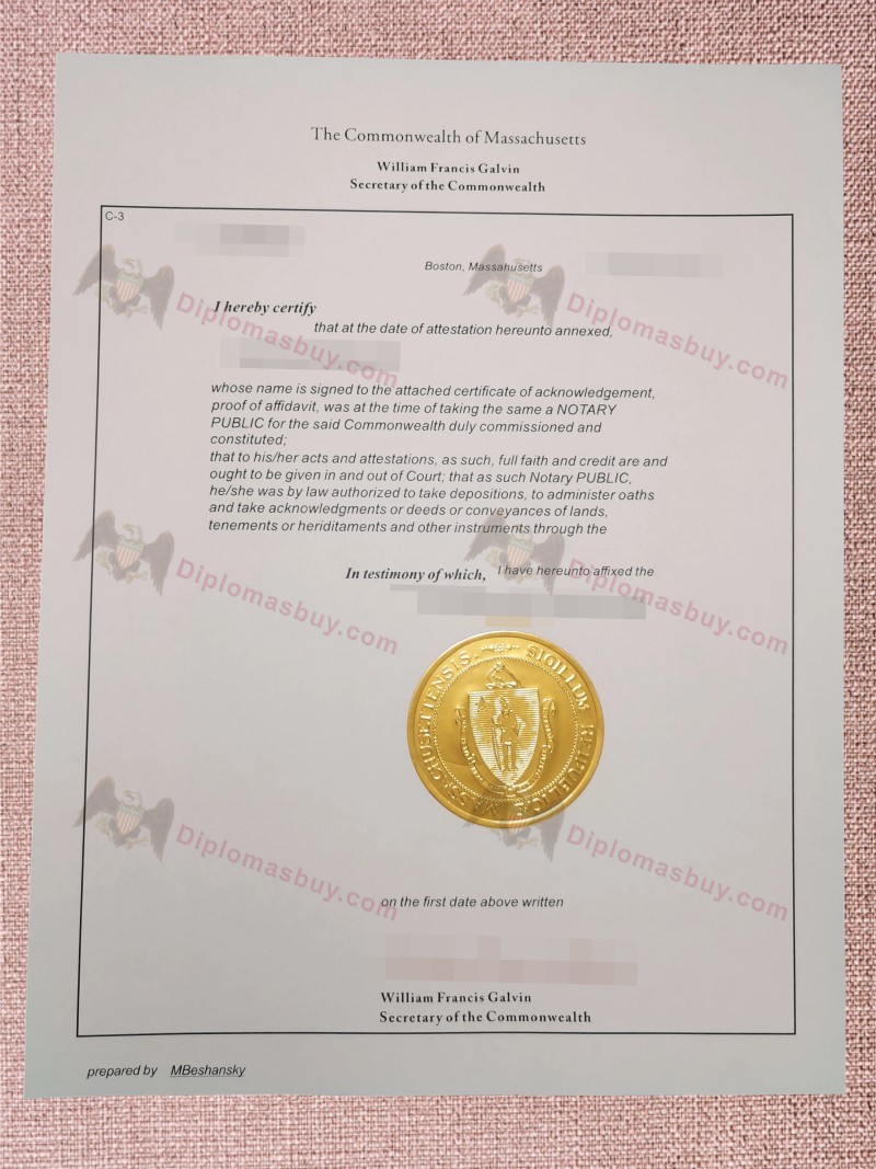 department of state certification, Secretary of the Commonwealth Certificate department of state certification, Secretary of the Commonwealth Certificate